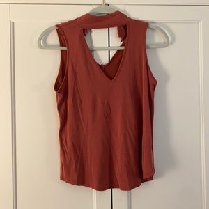 Mock neck keyhole top